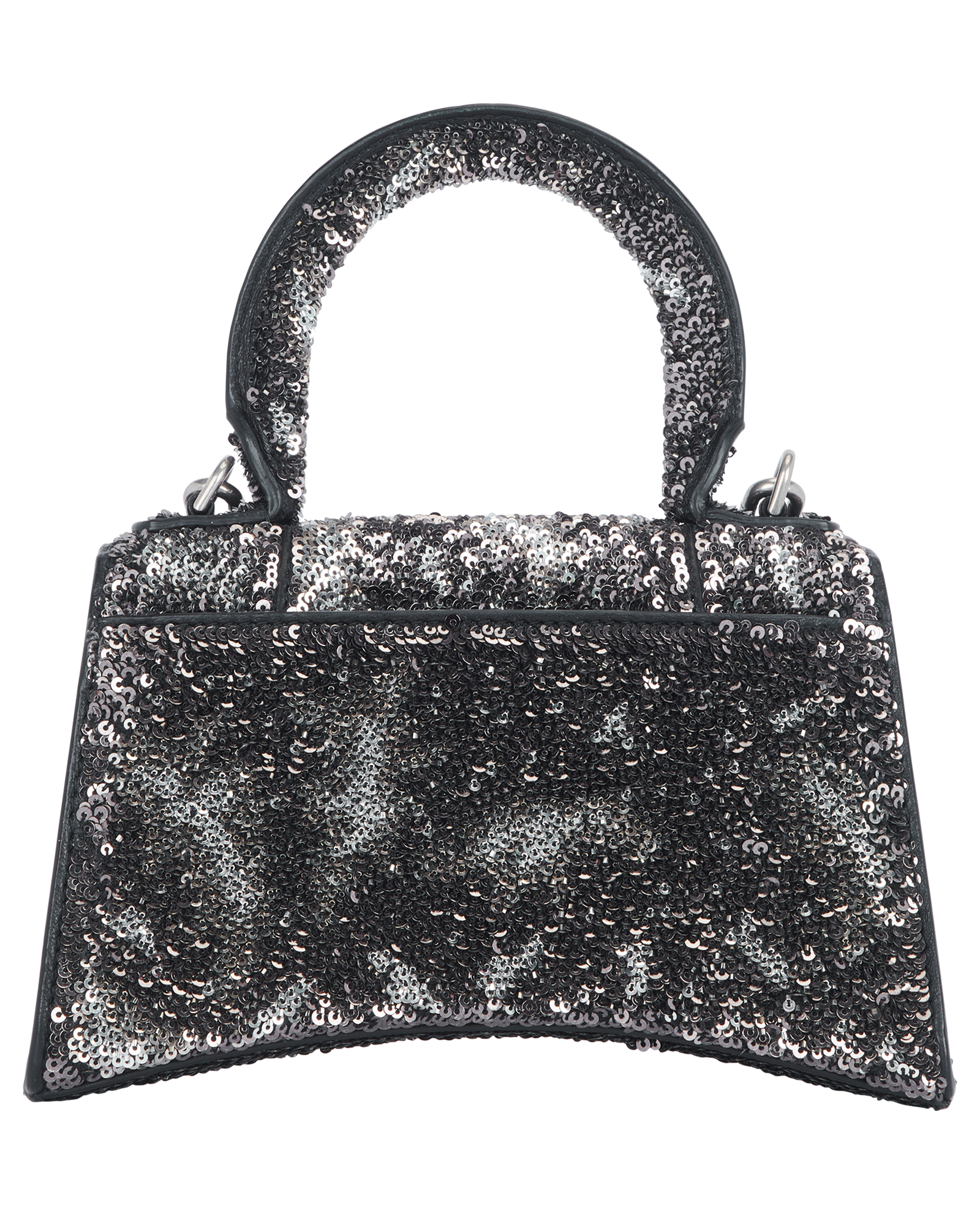 Hourglass XS Top Handle, &pound;850, Handbags, Black/Grey, Leather/Sequins, Back view